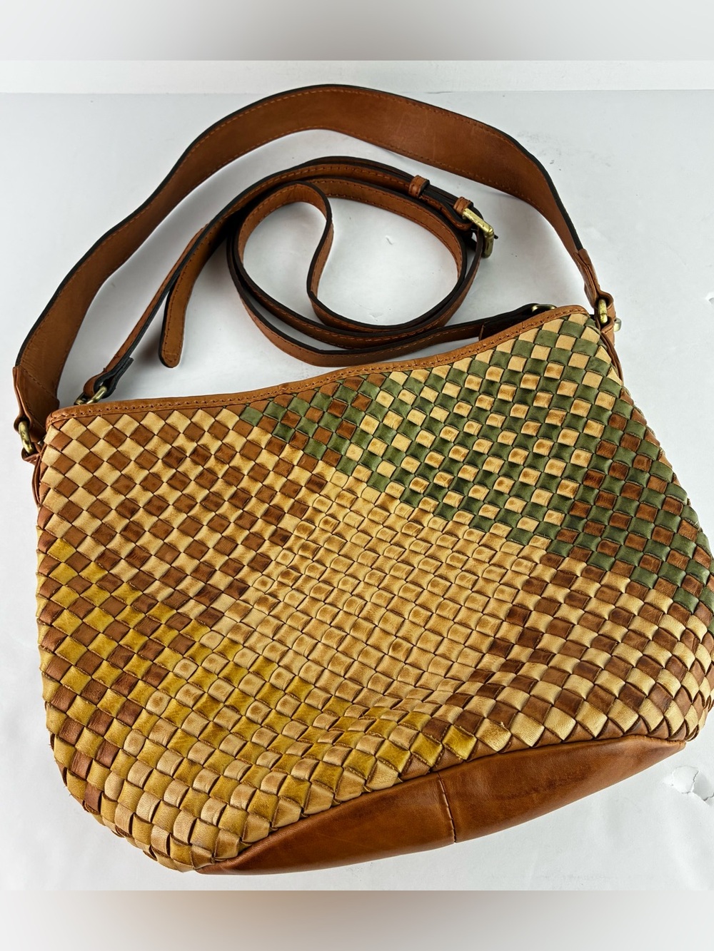 Boho Chic Brown Woven Leather Purse